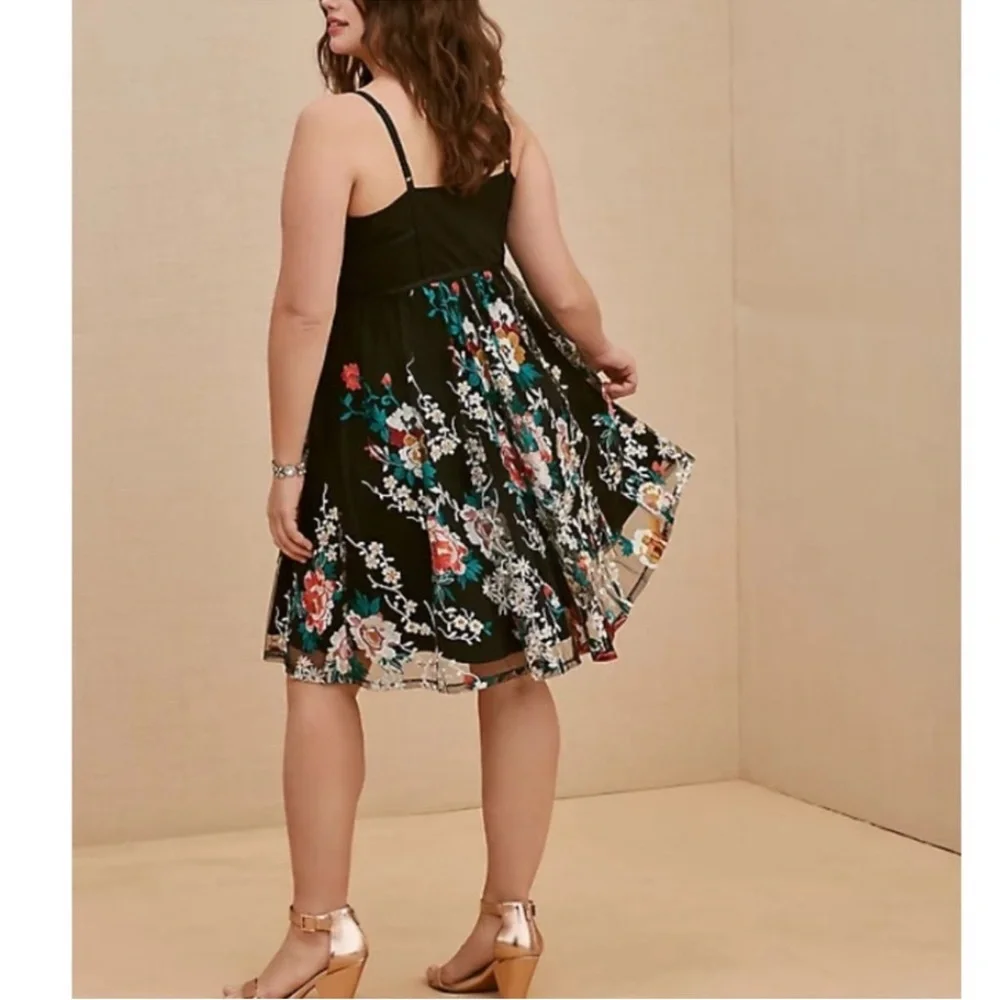 Torrid Black Dress with Colorful Floral Embroidery - Picture 5 of 8